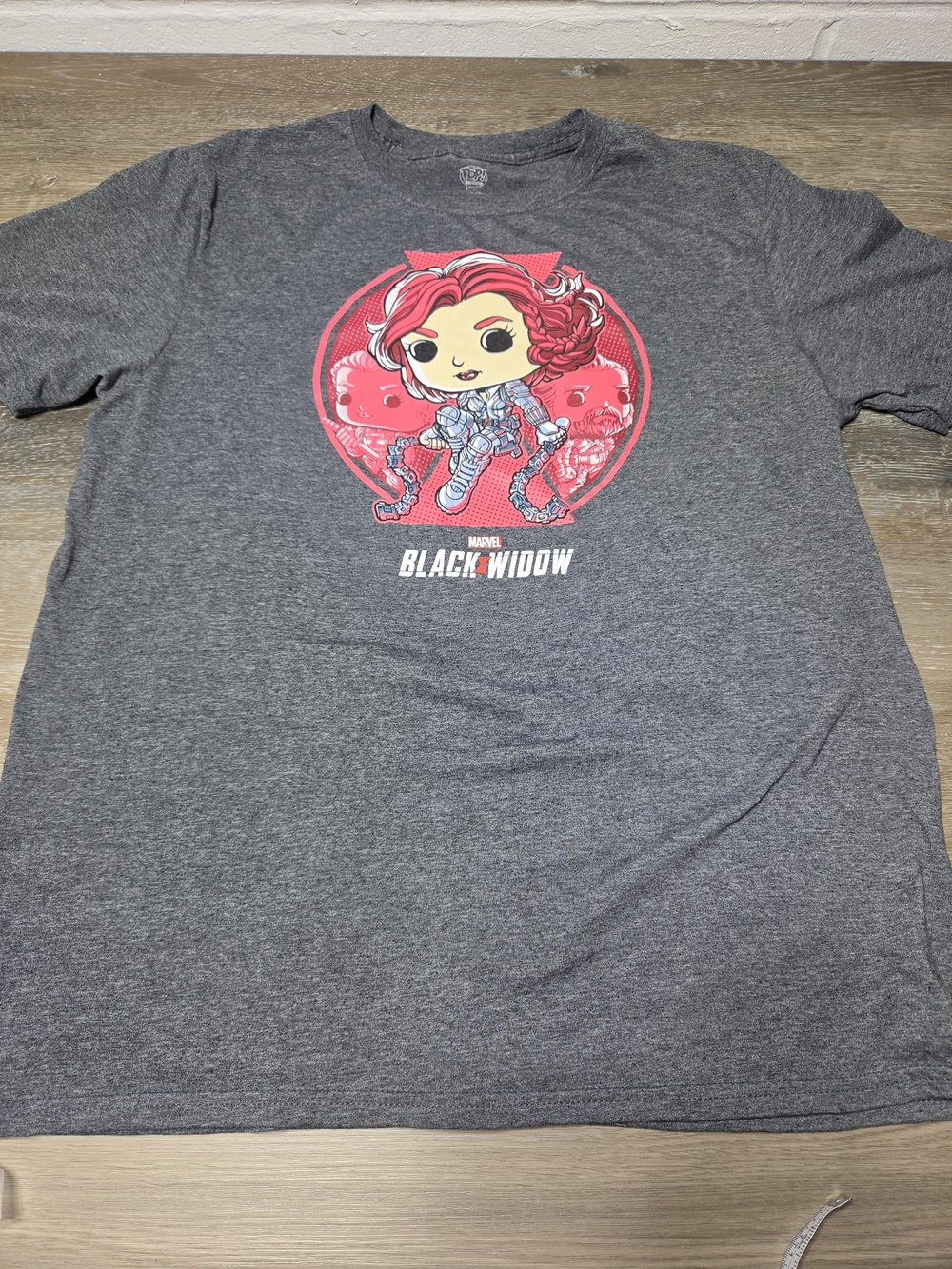 Pop Tees Marvel Black Widow Graphic T-Shirt Men's Large Gray